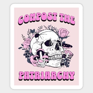 Compost the Patriarchy Cute Pastel Goth Feminist Skull with Mushroom Magnet